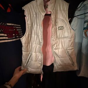 🩶🩷Women's 90's buggirl Raver Reversible Silver and Pink Puffer Vest🩷🩶